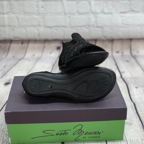 NEW Sesto Meucci Black Wedge Bootie PeepToe US 5.5 - Picture 4 of 5